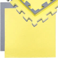 Eyepower Tappetino Puzzle Per Sport 90x90cm Incl Cornice EVA 20mm Di Spessore Tappeto Protezione Pavimenti Estensibile Double-face Grigio Giallo