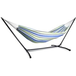 Amaca Da Giardino Con Supporto In Acciaio Inossidabile Per 2 Persone Con Portata Di 200 Kg E Borsa Trasportabile Ideale Per Campeggio E Spiaggia. Colore Blue.