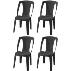 Sedia Da Giardino In Plastica Senza Braccioli Impilabile [ 4 PEZZI ] Procida Antracite