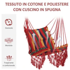 Outsunny Sedia Poltrona Sospesa Facile Da Montare Per Interni Ed Esterni, Poliestere, Colorata, 100x60x100 Cm -VIDAXLI NEGOZIO 14453527 5