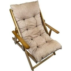 MAURY'S POLTRONA RELAX ECRÙ IN LEGNO CON 3 POSIZIONI E CUSCINO IMBOTTITO