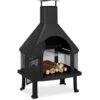 Relaxdays Forno Da Terrazzo Con Grill, Braciere Con Parascintille, Attizzatoio, Massiccio, Acciaio, 110x63x51 Cm, Nero