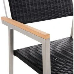 Set Di 6 Sedie Da Giardino In Simil Rattan Nero E Gambe In Acciaio Inox Grosseto -VIDAXLI NEGOZIO 16230235 4