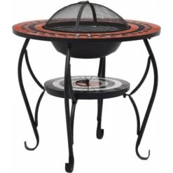 Tavolo Con Braciere Mosaico Terracotta E Bianco 68 Cm Ceramica VidaXL