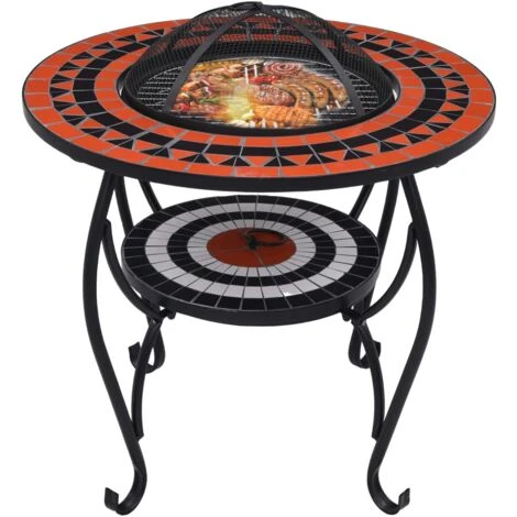 Tavolo Con Braciere Mosaico Terracotta E Bianco 68 Cm Ceramica VidaXL 3 Tavolo Con Braciere Mosaico Terracotta E Bianco 68 Cm Ceramica VidaXL - immagine 3