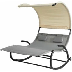SoBuy Sdraio Dondolo Da Giardino 2 Posti Con 2 Cuscini E Tettuccio Portata Fino A 300 Kg L123P190A38 CM Grigio OGS50-HG