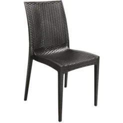 POLTRONA SEDIA RESINA ARETA SELENE ANTRACITE EFFETTO RATTAN TERRAZZI