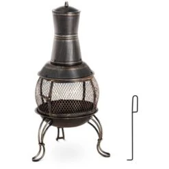 Stufa A Legna Da Esterno Alloggiamento In Acciaio Camino Caminetto Giardino 360°