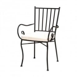 SEDIA POLTRONA CON CUSCINO IN FERRO BATTUTO ARREDO GIARDINO ESTERNO (32435)