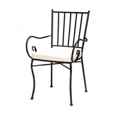 SEDIA POLTRONA CON CUSCINO IN FERRO BATTUTO ARREDO GIARDINO ESTERNO (32435) 1 SEDIA POLTRONA CON CUSCINO IN FERRO BATTUTO ARREDO GIARDINO ESTERNO (32435)
