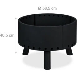 Relaxdays Braciere Con Protezione Per Il Calore, Attizzatoio, 40,5x58,5 Cm, Caminetto Con Bordo Alto, Da Esterno, Nero -VIDAXLI NEGOZIO 27194975 4