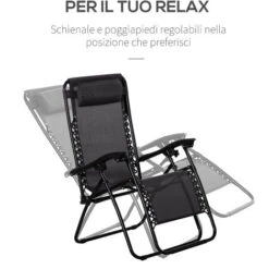 Outsunny Set Arredo Da Giardino 2 Sedie A Sdraio E Tavolino Regolabili Pieghevoli Tessuto Do Textilene Nero -VIDAXLI NEGOZIO 28944581 4