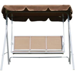 Outsunny Dondolo Da Giardino A 2 Posti Struttura In Metallo Marrone 170 X 112 X 153 Cm