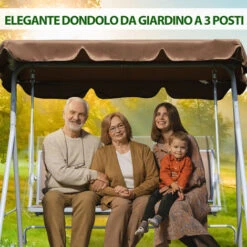 Outsunny Dondolo Da Giardino A 2 Posti Struttura In Metallo Marrone 170 X 112 X 153 Cm -VIDAXLI NEGOZIO 28945653 4
