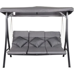Outsunny Dondolo 3 Posti In Tessuto Con Cuscini E Tetto Regolabile Grigio 200 X 115 X 168 Cm -VIDAXLI NEGOZIO 28946620 4