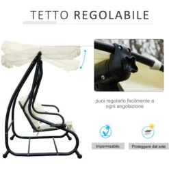 Outsunny Dondolo Da Giardino Tre Posti Trasformabile In Letto Con -VIDAXLI NEGOZIO 29807961 5