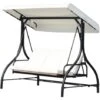 Outsunny Dondolo Da Giardino 3 Posti Con Tettuccio, Crema, 185x125x173cm