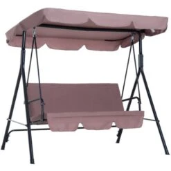 Outsunny Dondolo Da Giardino Con Tettuccio Parasole Inclinabile In Acciaio 172×110×152cm Marrone