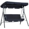 Outsunny Dondolo Da Giardino A 3 Posti Con Tettuccio Parasole Inclinabile In Acciaio 172 × 110 × 152cm Nero