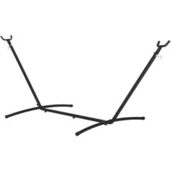 Outsunny Supporto Struttura Portante Con 2 Corni Per Amaca Regolabile Max.150Kg, Nero, 280x120x110cm