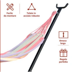 Outsunny Supporto Struttura Portante Con 2 Corni Per Amaca Regolabile Max.150Kg, Nero, 280x120x110cm -VIDAXLI NEGOZIO 29809547 5