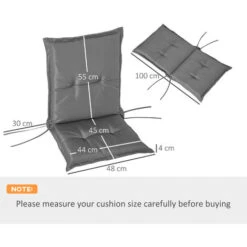 Outsunny Set 2 Pezzi Cuscino Per Sedia Da Giardino Con Schienale Alto In Poliestere, Grigio Scuro, 100 X 48cm -VIDAXLI NEGOZIO 30063593 3