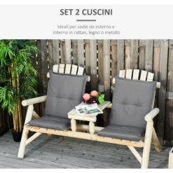 Outsunny Set 2 Pezzi Cuscino Per Sedia Da Giardino Con Schienale Alto In Poliestere, Grigio Scuro, 100 X 48cm -VIDAXLI NEGOZIO 30063593 5