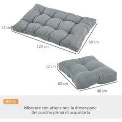 Outsunny Cuscineria Per Pallet Set 3 Cuscini Per Seduta E Schienale Di Divani Panca Con Bancali Grigio Scuro -VIDAXLI NEGOZIO 30953904 3