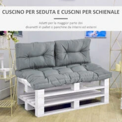 Outsunny Cuscineria Per Pallet Set 3 Cuscini Per Seduta E Schienale Di Divani Panca Con Bancali Grigio Scuro -VIDAXLI NEGOZIO 30953904 4