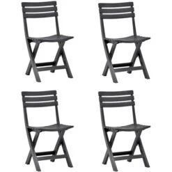Sedia Da Giardino In Plastica Bircky Pieghevole Set 4 Pezzi Uso Interno Esterno - Antracite