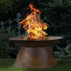 Braciere Braciere Effetto Ruggine Per Caminetto Da Giardino, In Metallo Marrone Ruggine, Rotondo, DxH 50 X 25 Cm -VIDAXLI NEGOZIO 31869796 5