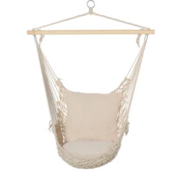 Outsunny Amaca Altalena Imbottita In Corda Per Interni Ed Esterni, Bianca