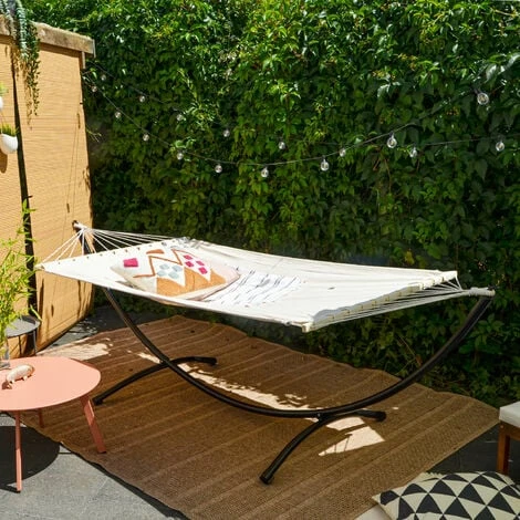 Amaca Doppia Con Struttura A 120kg 200x120 Supporto Da Esterno In Metallo Telaio 2 Amaca Doppia Con Struttura A 120kg 200x120 Supporto Da Esterno In Metallo Telaio - immagine 2