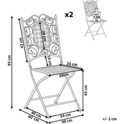 Set Di 2 Sedie Da Giardino Bistro Pieghevoli In Metallo Nero Bormio -VIDAXLI NEGOZIO 35912747 3