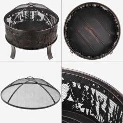 MVPOWER Braciere Da Giardino, Braciere Da 27 Pollici, Braciere Con Griglia Di Protezione Dalle Scintille, Poker E Griglia Per Carbone, Per Riscaldamento/barbecue, Braciere Per Giardino, Spiaggia, Pati -VIDAXLI NEGOZIO 36236759 4