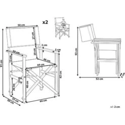 Set Di 2 Sedie Da Regista In Legno Scuro Di Acacia E Grigio Pieghevoli Cine -VIDAXLI NEGOZIO 38609328 3