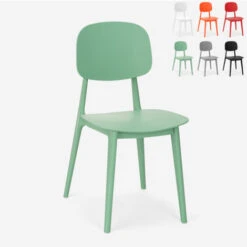 Sedia In Polipropilene Design Moderno Per Cucina Giardino Bar Ristorante Geer Colore: Verde