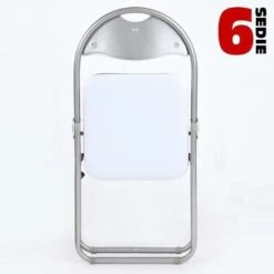 Set 6 Pezzi Sedie Imbottite Pieghevoli Colore Sedia Bianco Struttura Silver -VIDAXLI NEGOZIO 4296519 3