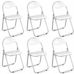 Set 6 Pezzi Sedie Imbottite Pieghevoli Colore Sedia Bianco Struttura Silver -VIDAXLI NEGOZIO 4296519 5