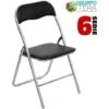 Set 6 Pezzi Sedie Imbottite Pieghevoli Colore Nero Struttura Silver Sedia Metal
