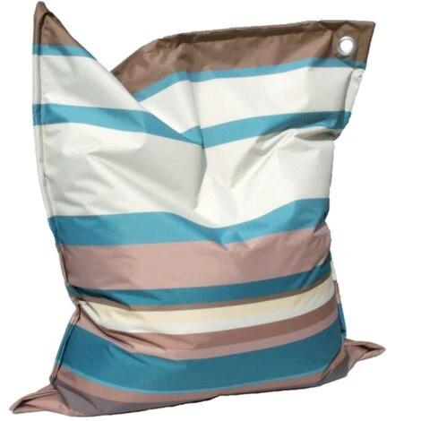 Cuscinone Enorme Da Giardino A Righe Per Esterno 160x135 H Cm -Righe Grige E Azzurre 1 Cuscinone Enorme Da Giardino A Righe Per Esterno 160x135 H Cm -Righe Grige E Azzurre