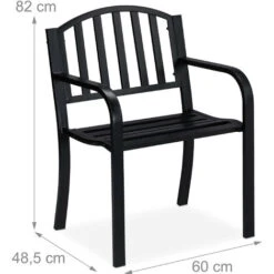 Relaxdays Sedia Da Giardino, Sediolina Con Braccioli, Acciaio, Design Moderno E Comodo, HLP 82 X 60 X 48,5 Cm, Nero -VIDAXLI NEGOZIO 51976719 4