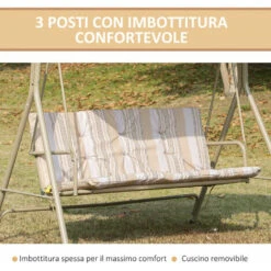 Outsunny Dondolo Da Giardino 3 Posti In Acciaio Con Tetto Regolabile, Cuscini E Braccioli, 172x110x156cm -VIDAXLI NEGOZIO 53540511 4