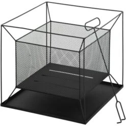 Outsunny Braciere Da Giardino A Legna Portatile Con Attizzatoio 45x45x43cm Nero