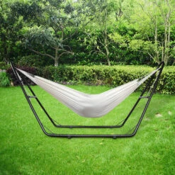 Todeco Amaca Da Giardino Con Supporto, Amaca Da Giardino 2 Posti Regolabile, Struttura Amaca Con Borsa, Portata 200 Kg Ideale Per Campeggio E Spiaggia (Beige) -VIDAXLI NEGOZIO 54376612 5