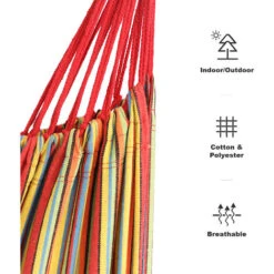 Todeco Amaca, Letto Appeso - Capacità: Per 2 Persone - Altezza: Regolabile - Rosso, Con Supporto H-Type, Cotone, Brasiliano -VIDAXLI NEGOZIO 54376613 4