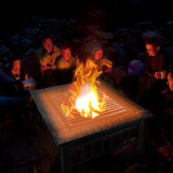 Todeco Braciere Da Giardino Braciere Da Esterno Con Coperchio, 3 In 1 Fire Pit Da Tavolo Quadrato Per Barbecue E Riscaldamento, Secchiello Ghiaccio -VIDAXLI NEGOZIO 54376743 5