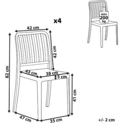 Set Di 4 Sedie In Plastica Resistente Alle Intemperie Bianco Sersale -VIDAXLI NEGOZIO 55028033 3