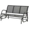 Outsunny Panchina A Dondolo Da Giardino A 3 Posti In Metallo E Tessuto A Rete Traspirante, 151x75x85cm, Grigio