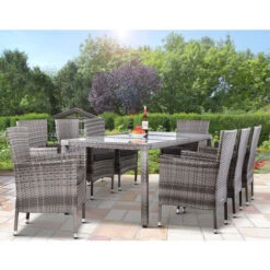 Set Tavolo E Sedie Da Giardino 8 Sedie Impilabili Tavolo 190x90cm Arredo Esterno -VIDAXLI NEGOZIO 56113320 3